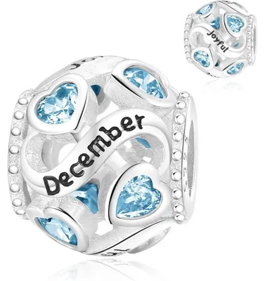 Image de Pendentif charm en argent sterling 925 avec pierre de naissance, forme cœur, pierre de décembre, pour femmes