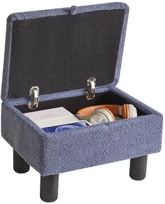 Produktbild von Unyqoos® Fußbank mit verstecktem Stauraum – Teddybezug, Holzbeine, 100 kg Tragkraft, vielseitiger Fußhocker für Wohnzimmer & Schlafzimmer