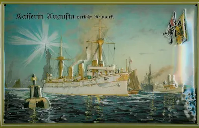 Produktbild von Blechschild Kaiserin Augusta Kriegsschiff Dampfer vor New York Schiff Schild Nostalgieschild