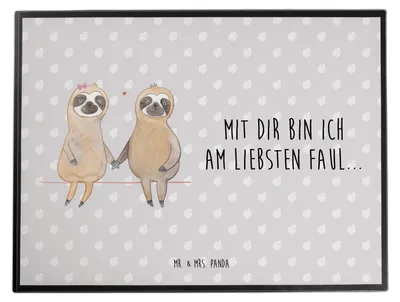 Produktbild von Mr. & Mrs. Panda tischpad Faultier Pärchen - Grau Pastell - Geschenk, malunterlage, Liebe, Schreibunterlage, malunterlagen, schreibtischunterlage, Verliebt, Deko