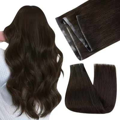 Image de Extensions de cheveux naturels "Butterfly Tressen", couleur brun foncé, 100g, 45cm