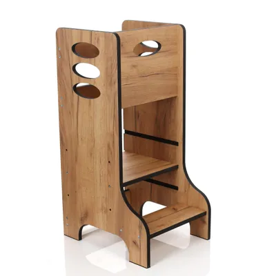 Produktbild von Kids Helper Lernturm Eiche Montessori Küchenhelfer Tritthocker Kinder Kindermöbel MDF