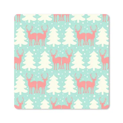 Produktbild von MuchoWow® Mauspad Mousepad Hirsche - Muster - Rosa 20x20 cm - Mousepads - Maus Mat - Pad - Mausunterlage - Desk Mat - Bureauartikeln