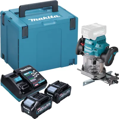 Produktbild von Makita RP 001 GM201 Akku Oberfräse 40 V max. 12 mm Brushless + 2x Akku 4,0 Ah + Ladegerät + Makpac