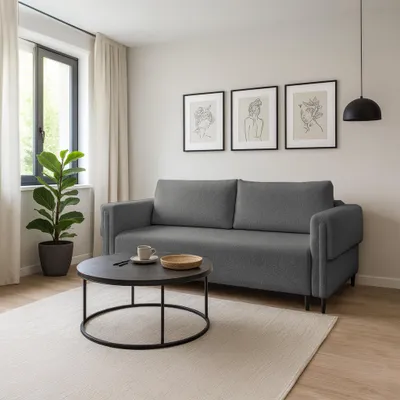 Produktbild von Sofa ADEL, Wohnzimmer, modernes Schlafsofa Couch 3-Sitzer Sofa freistehendes Polstersofa Bettkasten 231 cm Schlaffunktion Grau Marcello 23