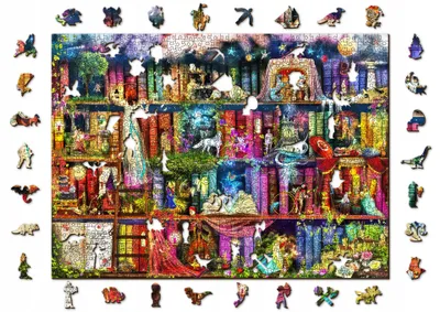Produktbild von Puzzle Wooden City Treasure Hunt Bookshelf 1010 Teile Holz 519x375 mm