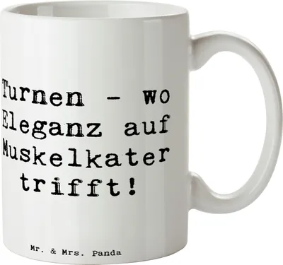 Produktbild von Mr. & Mrs. Panda Kaffeetasse Spruch Turnen Eleganz - Weiß - Geschenk, Becher, Kraft, Athleten, bedruckt, Sport, Sportler, Disziplin, Geschenke, Sportart, Bewegung, Tasse