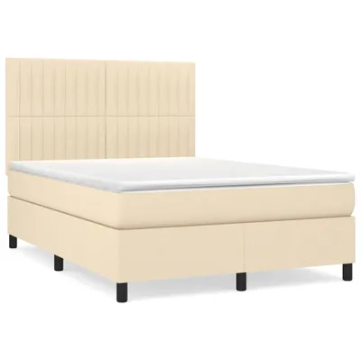Produktbild von vidaXL Boxspringbett mit Matratze Creme 140x190 cm Stoff