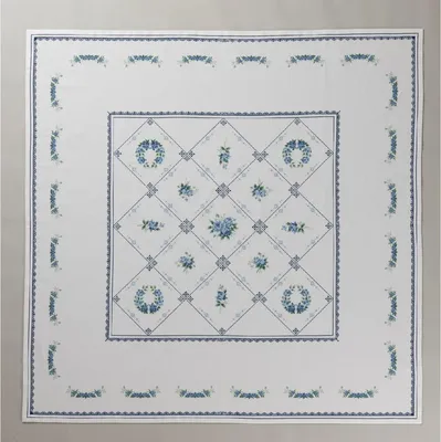 Produktbild von Olympus Kreuzstich Stickpackung Tischdecke "Blaues Rosenmotiv", Zählmuster, 150x150cm