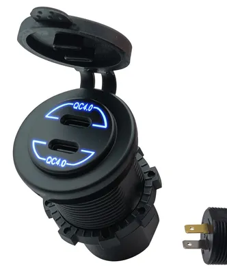 Produktbild von ProRide 12V USB-C Einbauladegerät 2 Ports 30W QC4.0 Blau mit LED, KI-generiertes Bild