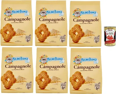 Produktbild von Mulino Bianco Campagnole Biscotti con Farina di Riso, Kekse mit Reismehl, biscuits cookies, 6x 700 g + Italian Gourmet polpa 400g