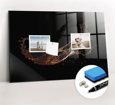 Produktbild von Magnetpinnwand Memoboard - Zubehörsatz - Weißer Marker + Schwamm + Magnete - 60 x 40 cm - Verschüttetes Getränk