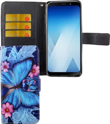 Produktbild von Handyhülle Tasche für Handy Samsung Galaxy A8 2018 Blauer Schmetterling