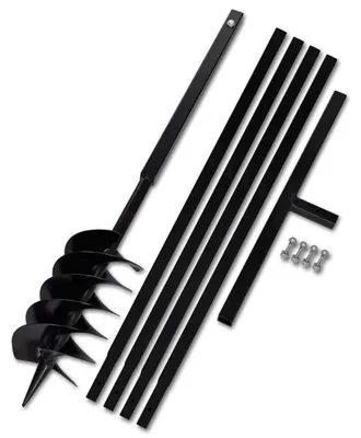 Image de Perceuse pour sol - Perceuse pour sol de 15 cm - Tige d'extension de 5 mètres avec 4 tubes - 3 hélices - Perceuse pour sol en acier, couleur vert armée