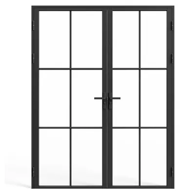 Produktbild von Tür-Set - zwei Flügel - Aluminium & Sicherheitsglas - 2 x 204 x 93 cm - Schwarz - SEROTO