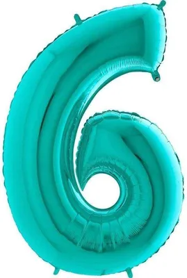 Produktbild von Riesenzahl Folienballon 40"/102cm | Tiffany-Türkis Zahl: 6