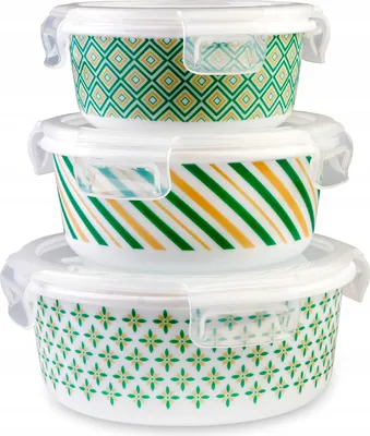 Zdjęcie produktu dla SuperButelki - Szklane pojemniki na żywność, 3 sztuki, 315ml, 450ml, 600ml, okrągłe z pokrywką, do przechowywania, lunchbox