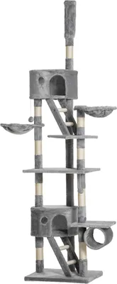 Produktbild von Kratzbaum Günstig Katze Katzenkratzbaum Kletterbaum Sisal Deckenhoch (Hellgrau) 60 X 45 X 240-260 Cm