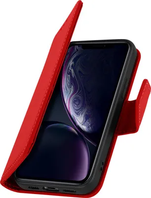 Zdjęcie produktu dla Avizar, etui skórzane Premium do iPhone'a XR z funkcją podstawki, czerwone