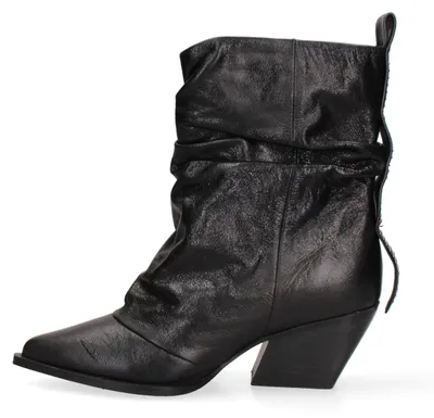 Image de Bottines pour femmes Veridia Nova, en cuir véritable, talon bloc, couleur noire, style décontracté et élégant