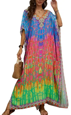 Zdjęcie produktu dla Sukienka maxi w stylu boho, typu kimono, z długimi rękawami, dla kobiet