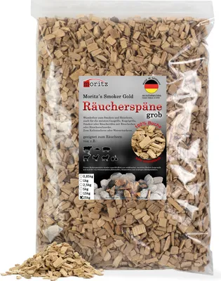 Produktbild von Moritz 25kg Räucherspäne Buche grob 6 -12 mm Räuchern I Kalträuchern von Fisch Fleisch Wurst Käse Gemüse auch für BBQ I Grill - Räuchermehl