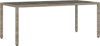 Produktbild von vidaXL Gartentisch mit Glasplatte Grau 190x90x75 cm Poly Rattan