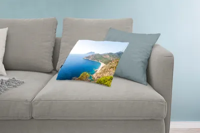 Produktbild von MuchoWow® Zierkissen Sofakissen Wohnzimmer Dekokissen 60x40 cm Frankreich - Meer - Küste - Kopfkissen - Polster mit Foto