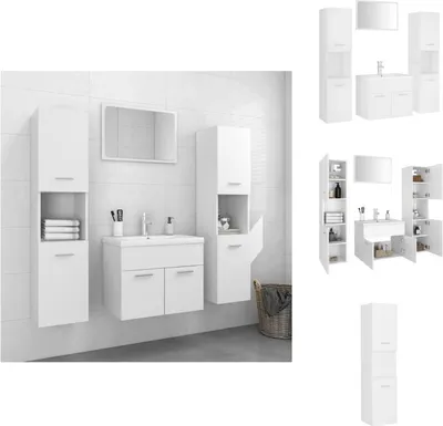 Immagine prodotto di vidaXL Set di mobili da bagno in legno bianco - Set di mobili da bagno