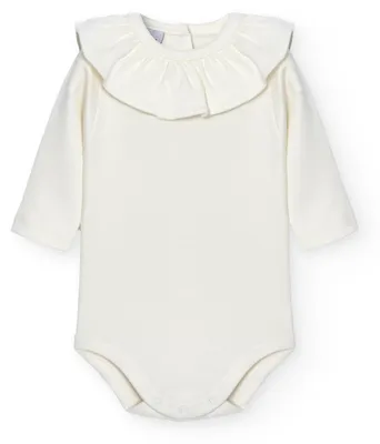 Productafbeelding van BABIDU babyromper met lange mouwen, gerimpelde kraag, 100% katoen, babyromper voor
