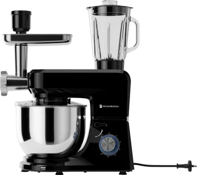 Produktbild von KitchenBrothers 6-in-1 Küchenmaschine 1500W Schwarz - Fleischwolf - Mixer - 15 Teile - 6,2L