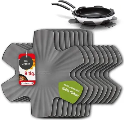 Image de Ensemble de 9 protège-poêles Coolinato - Matelas en silicone, diamètre 35 cm - Pour protéger contre les rayures et la chaleur