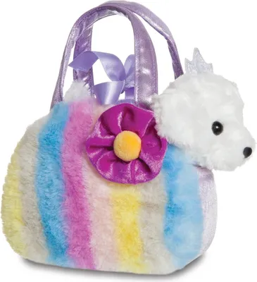 Produktbild von Plüschwelpe in lila Tasche, 20 cm groß