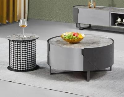 Produktbild von Couchtisch Runder Set 2 tlg. Beistelltisch Wohnzimmer Tische Design Neu