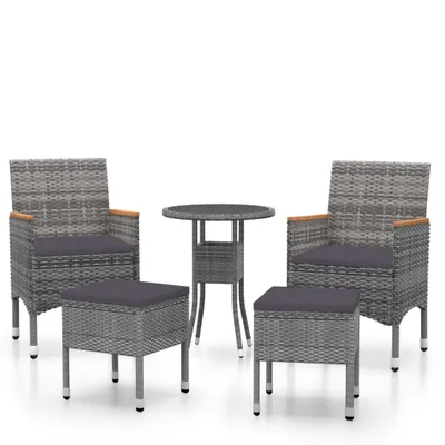 Obrázok produktu pre vidaXL 5-dielna záhradná súprava Poly Rattan Grey