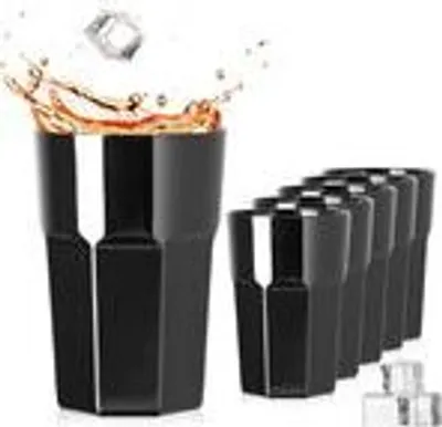 Produktbild von PLATINUX Schwarze Trinkgläser aus Glas Set 6Teilig 210ml(max.270ml) Wassergläser Saftglas Allzweckgläser Pokal stapelbar
