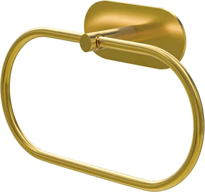 Image de Porte-serviettes adhésif pour fixation murale, idéal pour la salle de bain | 222 x 130 mm | Acier inoxydable | Finition or mat
