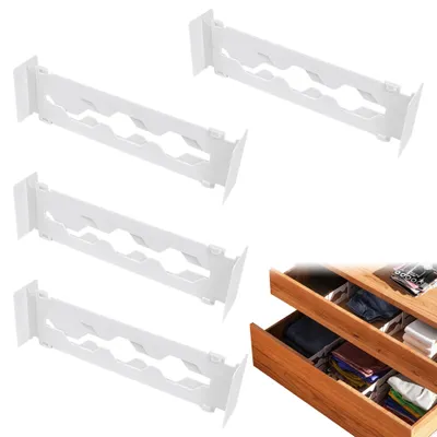 Obrázek produktu pro Organizér do zásuvky - Nastavitelný - 32 až 55 cm - Sada 4 kusů - Plast