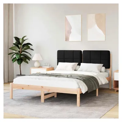 Produktbild von Bettgestell mit gepolstertem Kopfteil Schwarz 135 x 190 cm