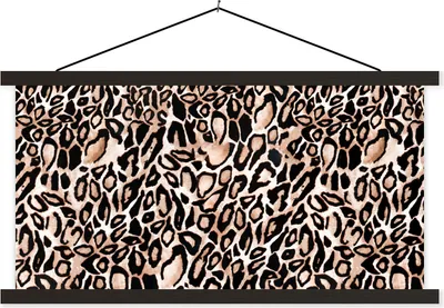 Produktbild von MuchoWow® Textilposter Pantherdruck - Schwarz - Braun 120x60 cm mit schwarzem Rahmen - Dekoration Schlafzimmer
