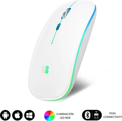 Immagine prodotto di SUBBLIM SUBMO-LDFLAT2 Mouse Ambidestro RF Wireless Bluetooth USB Type-A Ottico 1600 DPI Bianco
