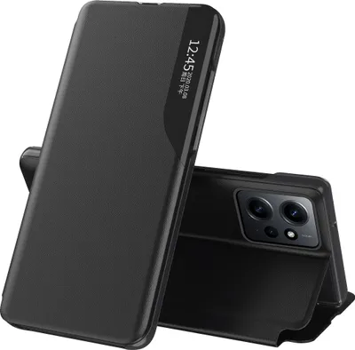 Produktbild von Dünn Flip Stand Cover Kunstleder Schutzhülle für Xiaomi Redmi Note 12 4G Schwarz