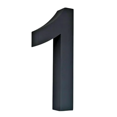 Immagine prodotto di Numero civico 3D n. 1 in acciaio inossidabile, resistente alle intemperie e di facile manutenzione, targhetta con numeri in acciaio inossidabile, con materiale di montaggio, altezza 20 cm, antracite/nero