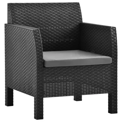 Produktbild von VidaXL 3079666, Terrasse, Gepolsterter Sitz, Polypropylen (PP), Rattan, Anthrazit, 630 mm, 650 mm