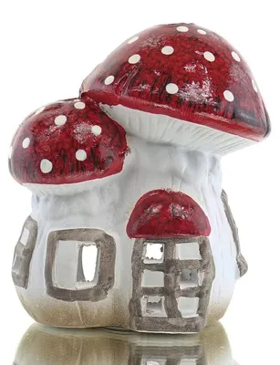 Produktbild von Kaemingk Weihnachtsdeko Fliegenpilzhaus Rot & Weiß - Terracotta
