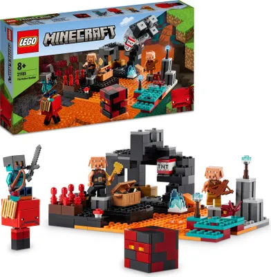 Produktbild von LEGO 21185 Minecraft Die Netherbastion Set, Action-Spielzeug mit Waffen, Rüstungen und 5 Charakteren, inkl. Piglin-Figur, Geburtstagsgeschenk für Jungen und Mädchen ab 8 Jahren