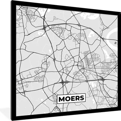 Produktbild von MuchoWow® Gerahmtes Poster Karte - Deutschland - Stadtplan - Moers 40x40 cm - Poster mit Schwarzem Bilderrahmen Wandposter Rahmen Foto Bilder - Mit Rahmen - Wanddekoration Schlafzimmer