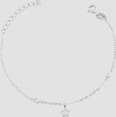 Produktbild von 925/- Echt Silber Armband, Sternanhänger "Arij", Zirkonia, 925 Silber/rhodiniert