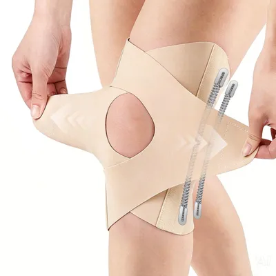 Produktbild von Kniebrace mit Seitlichen Stabilisatoren, Verstellbar, Größe L, für Sport und Alltag