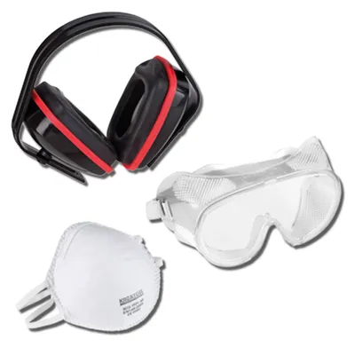 Immagine prodotto di Maschera respiratoria + occhiali di sicurezza + protezione dell'udito - come set